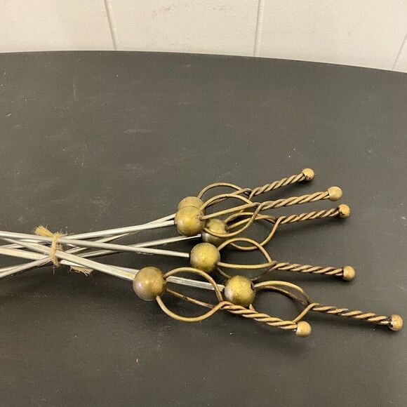 Vintage 1960s Rostfrei Solingen Set of 6 Brass Skewers Spear Fencing Foil - Picture 5 of 7
